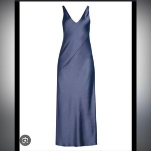 Line & Dot Lou Lou Satin Slip bias maxi Dress in Dark Navy color. Size XS
